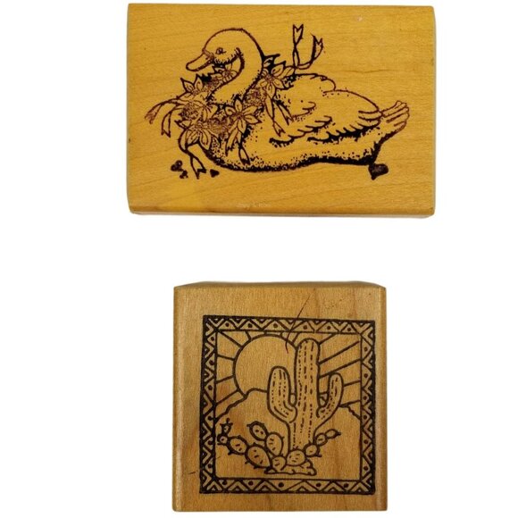 Stampiads Mail Expressions Vintage Rubber Stamps Set Goose Cactus Desert - Picture 1 of 10